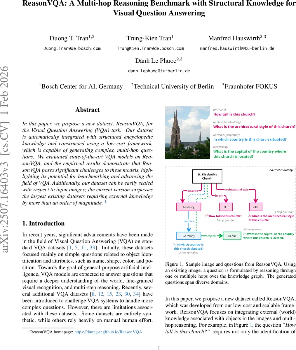ReasonVQA: A Multi-hop Reasoning Benchmark with Structural Knowledge for Visual Question Answering