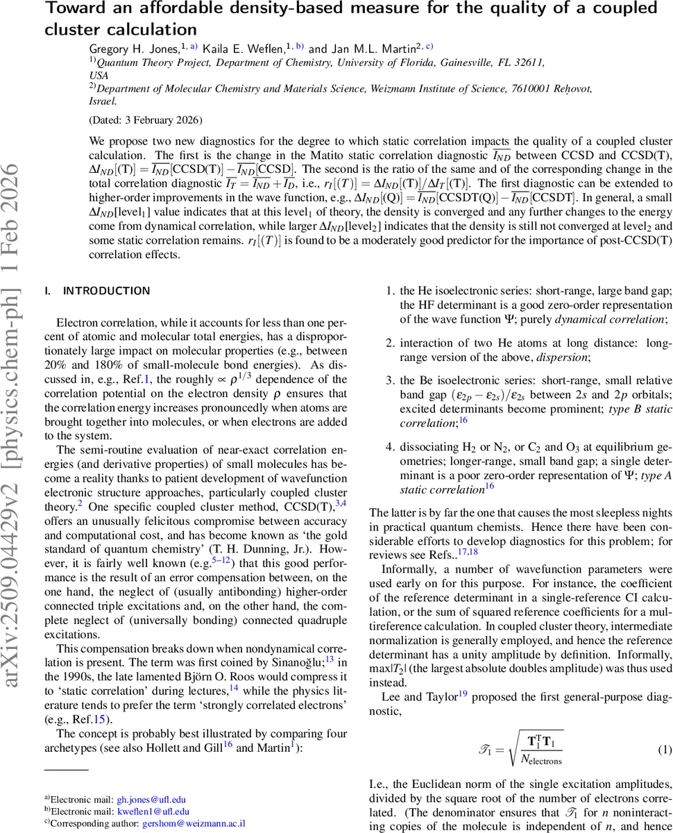 Toward an affordable density-based measure for the quality of a coupled cluster calculation