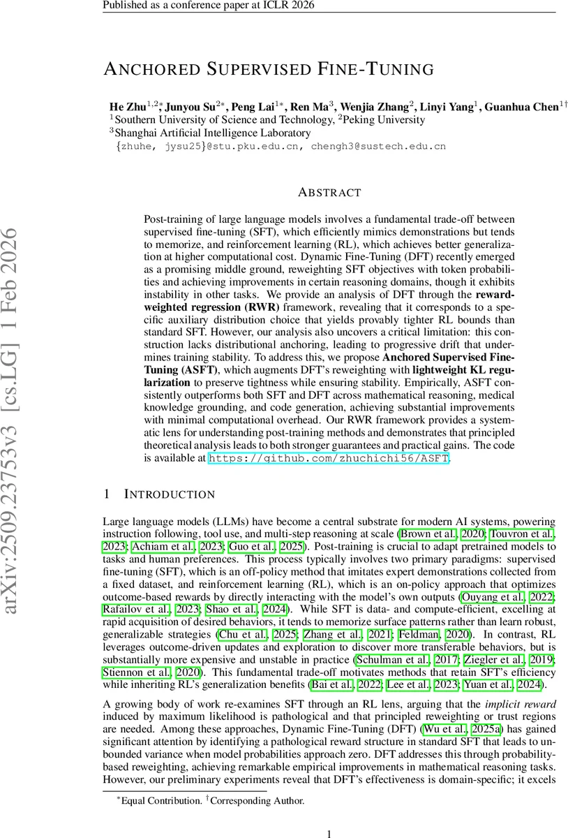 Anchored Supervised Fine-Tuning