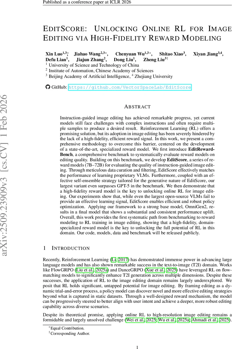 EditScore: Unlocking Online RL for Image Editing via High-Fidelity Reward Modeling