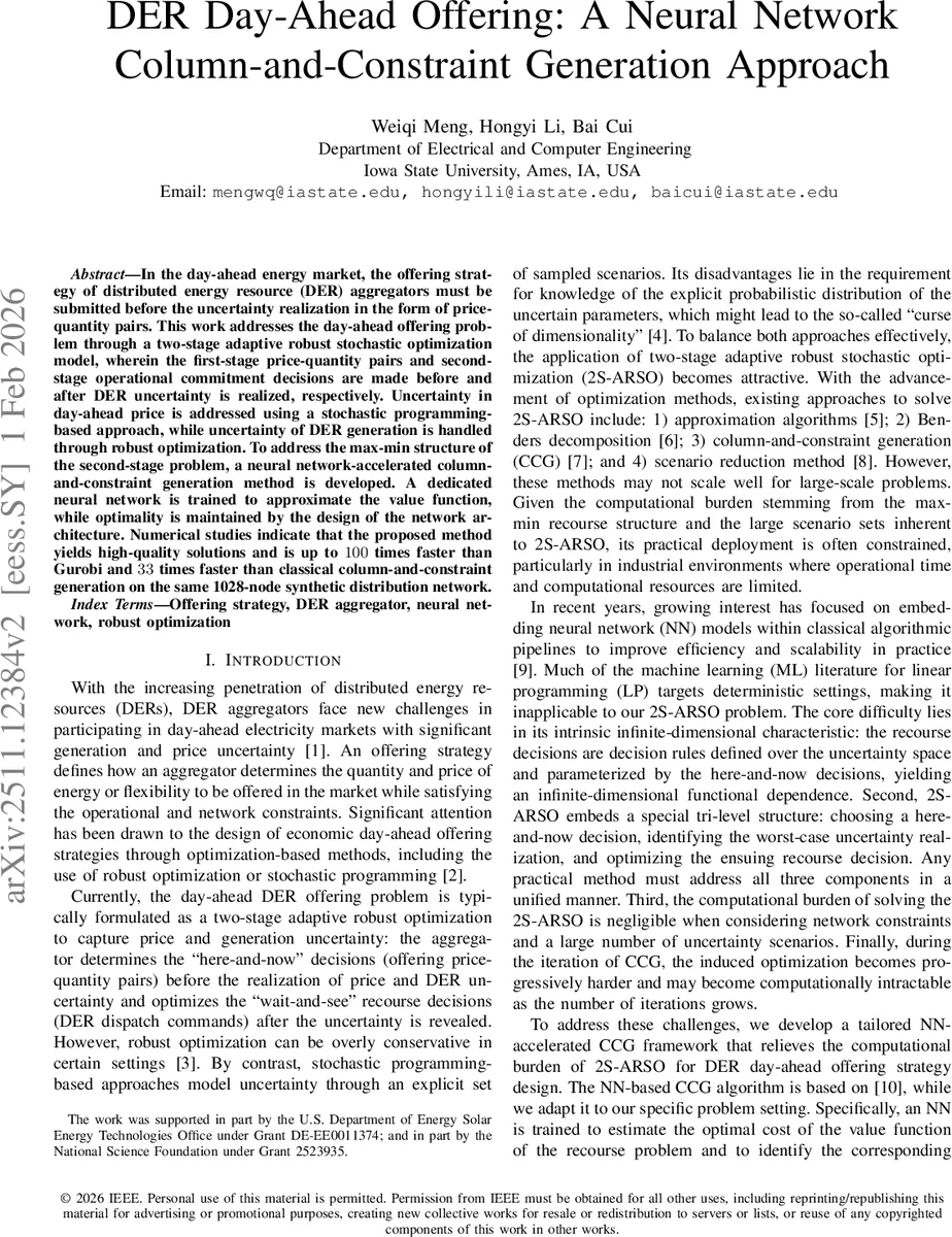 DER Day-Ahead Offering: A Neural Network Column-and-Constraint Generation Approach