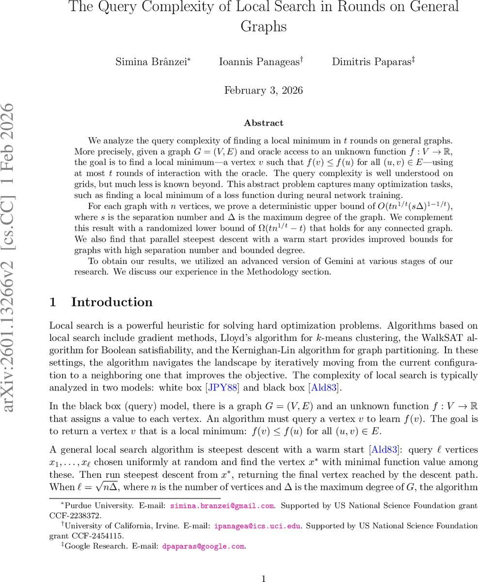 The Query Complexity of Local Search in Rounds on General Graphs