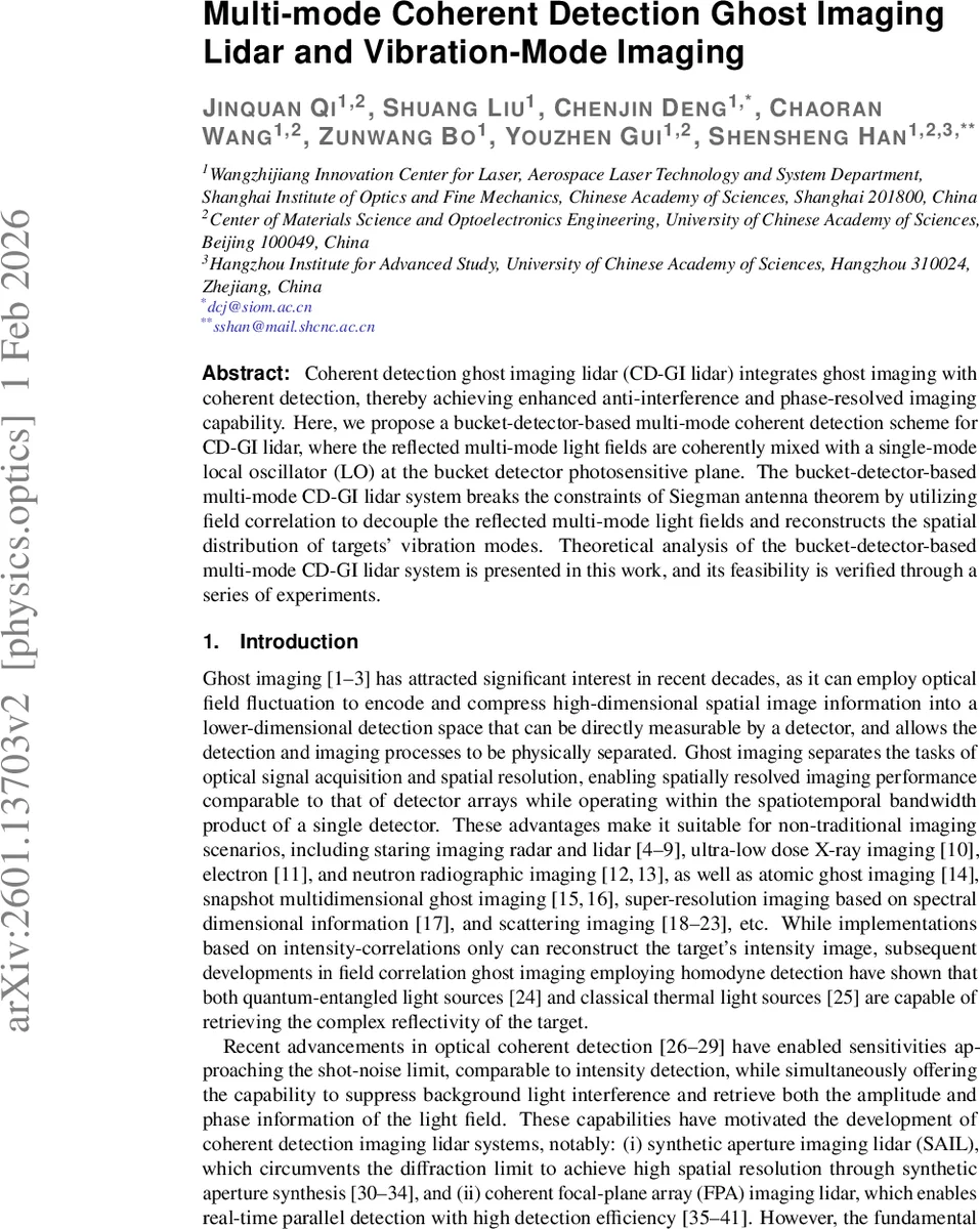 Multi-mode Coherent Detection Ghost Imaging Lidar and Vibration-Mode Imaging