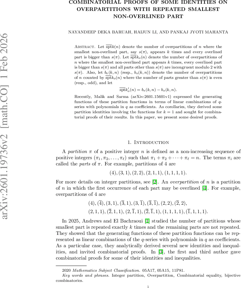 Combinatorial proofs of some identities on overpartitions with repeated smallest non-overlined part