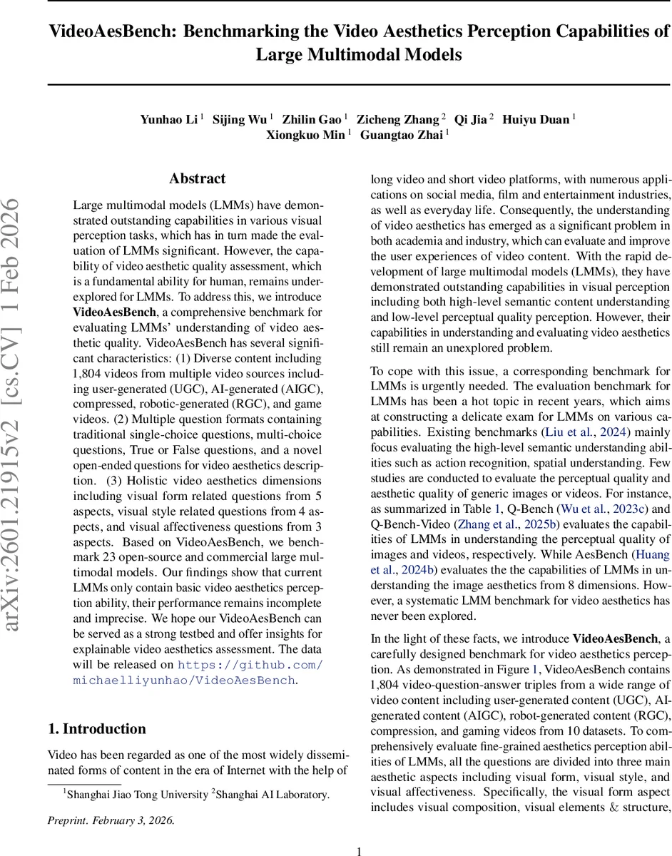 VideoAesBench: Benchmarking the Video Aesthetics Perception Capabilities of Large Multimodal Models