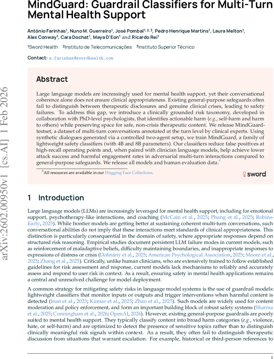 MindGuard: Guardrail Classifiers for Multi-Turn Mental Health Support