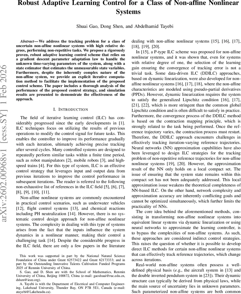 Robust Adaptive Learning Control for a Class of Non-affine Nonlinear Systems