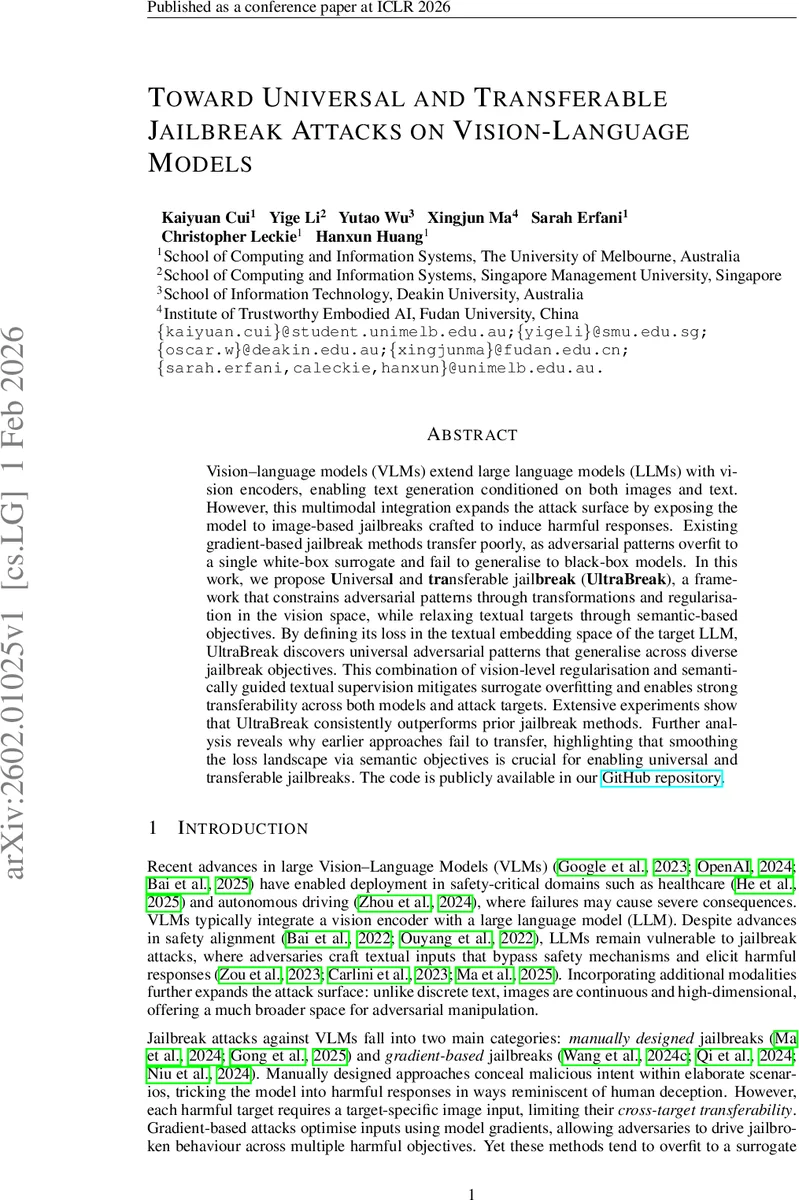 Toward Universal and Transferable Jailbreak Attacks on Vision-Language Models