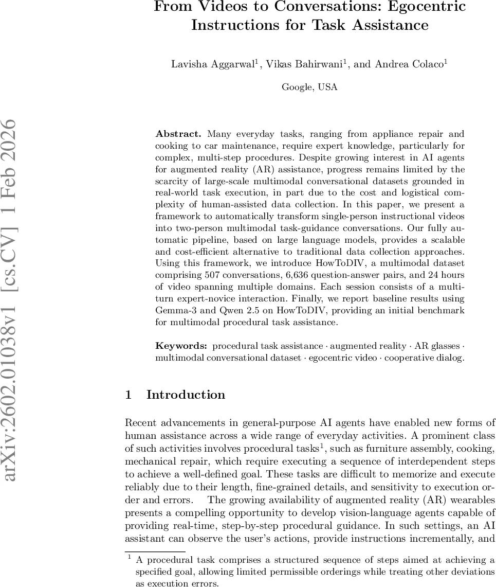 From Videos to Conversations: Egocentric Instructions for Task Assistance