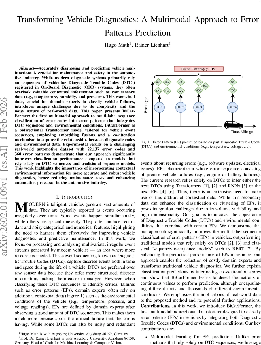 Transforming Vehicle Diagnostics: A Multimodal Approach to Error Patterns Prediction