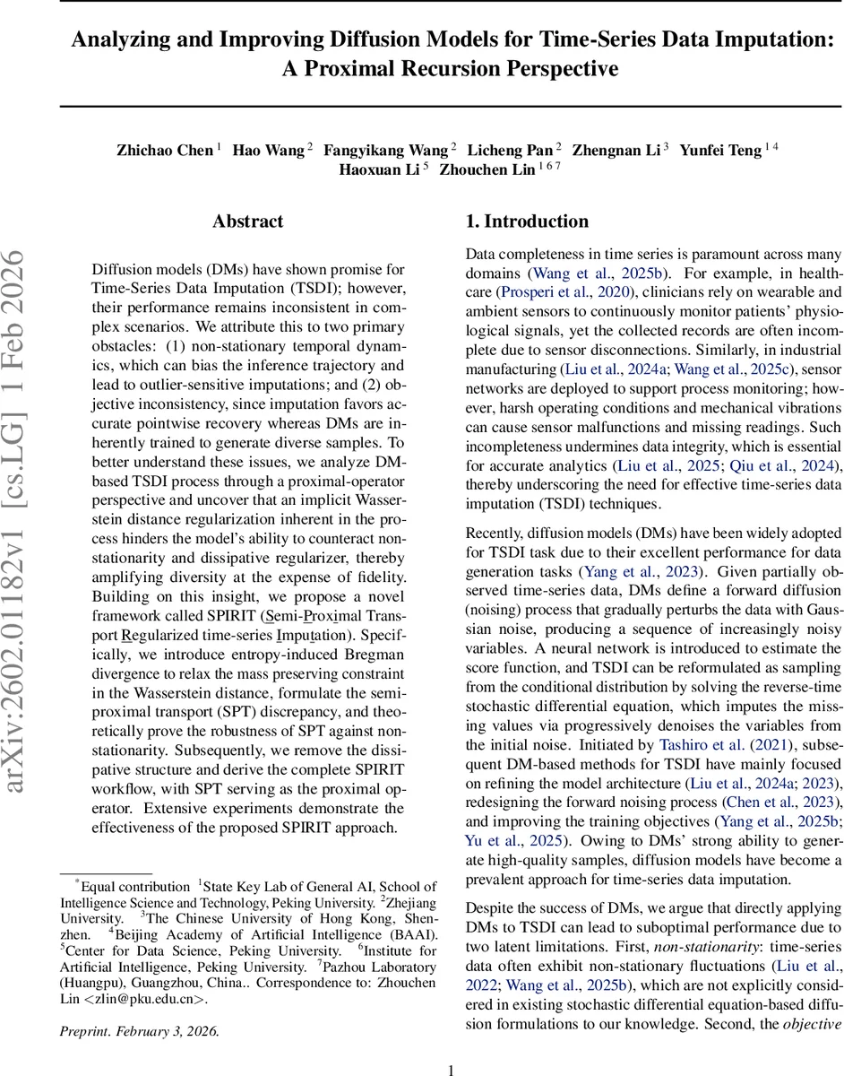 Analyzing and Improving Diffusion Models for Time-Series Data Imputation: A Proximal Recursion Perspective