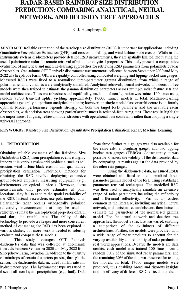 Radar-Based Raindrop Size Distribution Prediction: Comparing Analytical, Neural Network, and Decision Tree Approaches