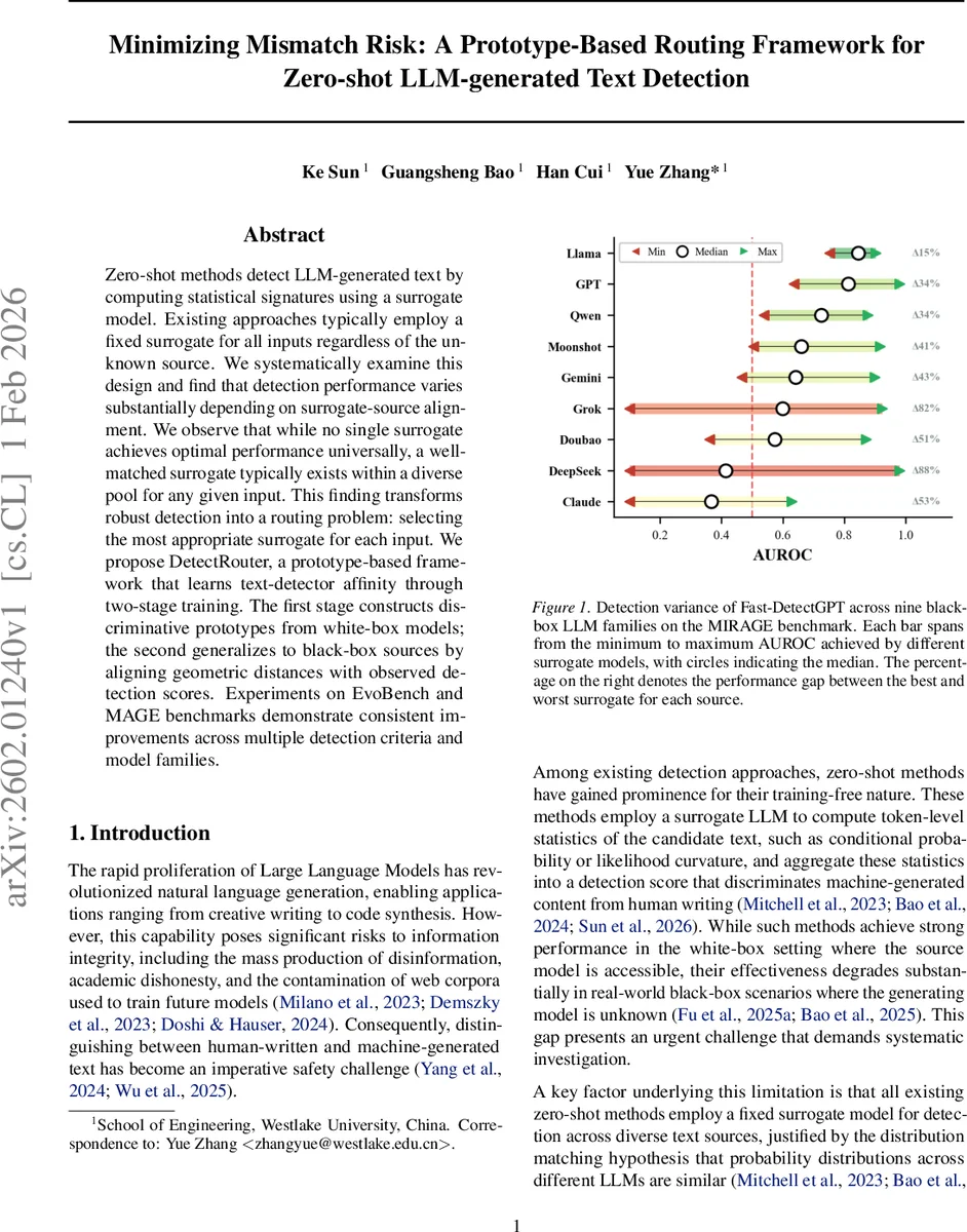 Minimizing Mismatch Risk: A Prototype-Based Routing Framework for Zero-shot LLM-generated Text Detection