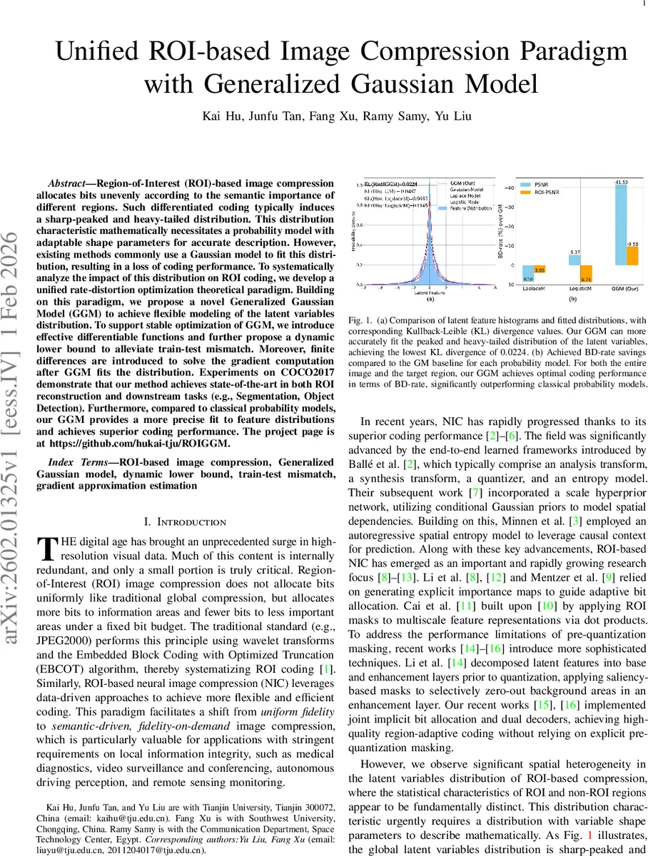 Unified ROI-based Image Compression Paradigm with Generalized Gaussian Model