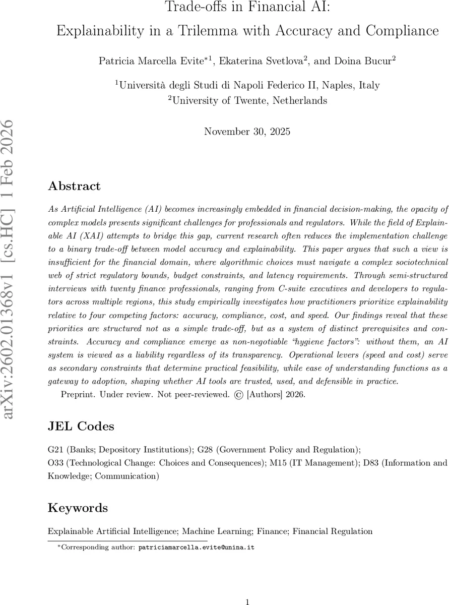 Trade-offs in Financial AI: Explainability in a Trilemma with Accuracy and Compliance