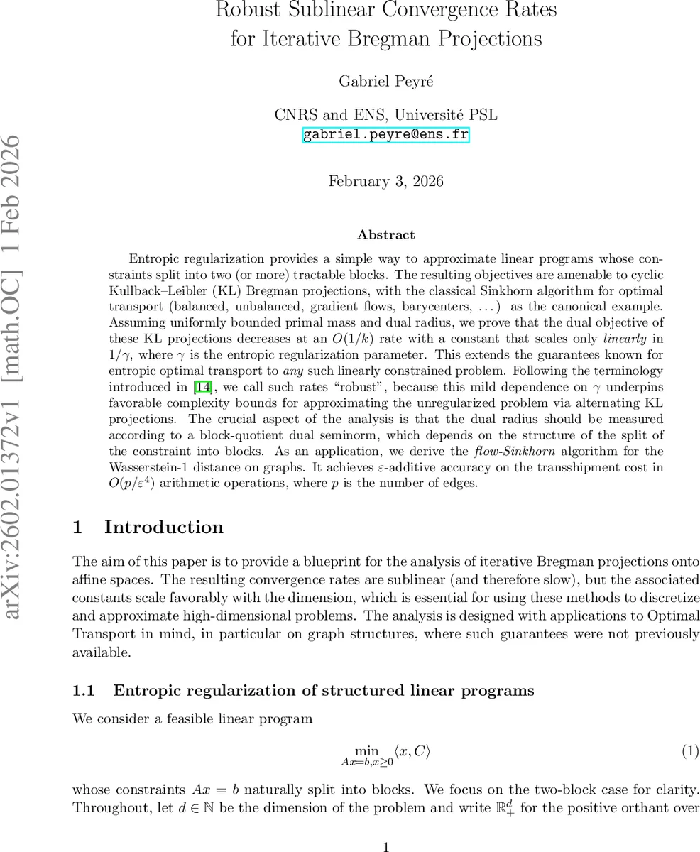 Robust Sublinear Convergence Rates for Iterative Bregman Projections