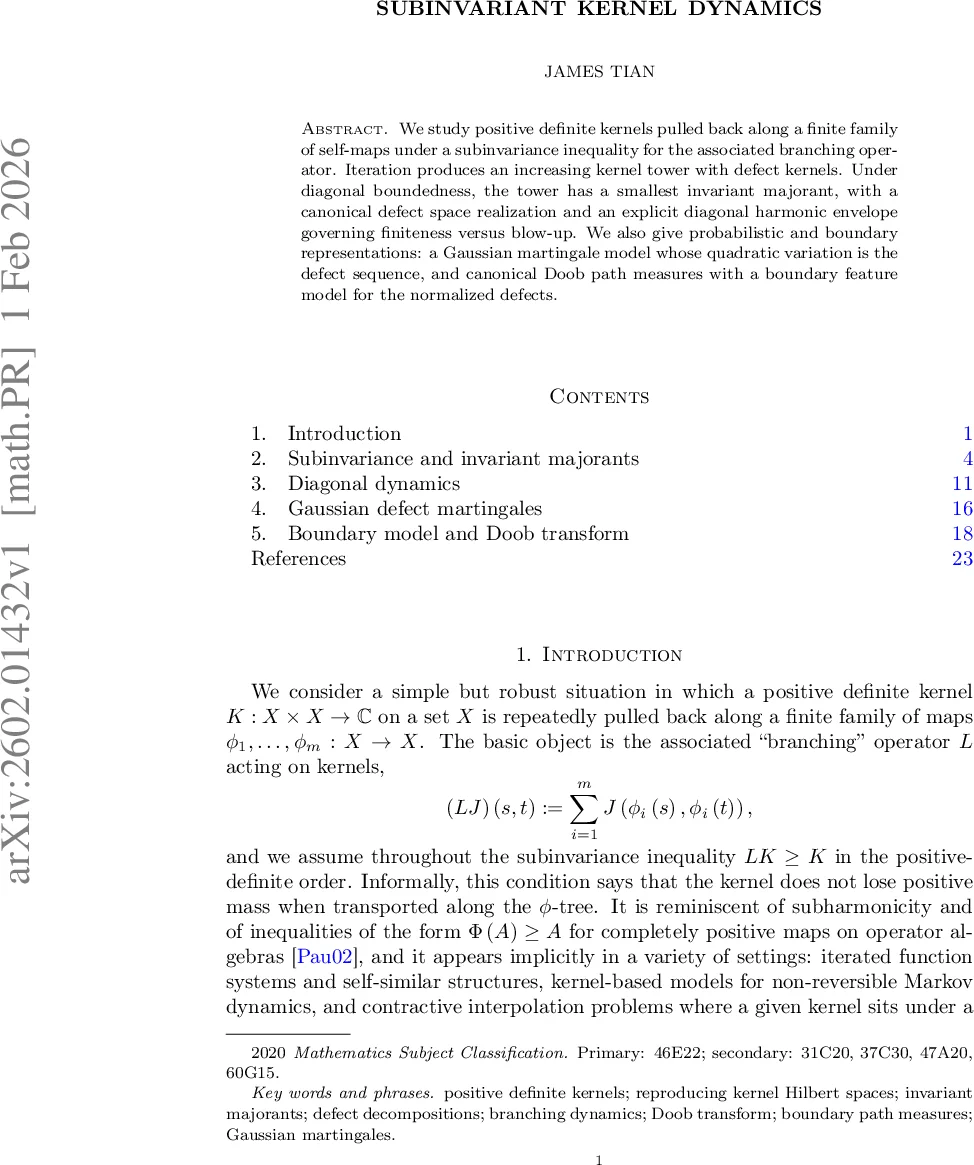 Subinvariant kernel dynamics
