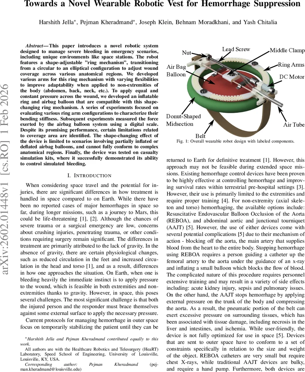 Towards a Novel Wearable Robotic Vest for Hemorrhage Suppression