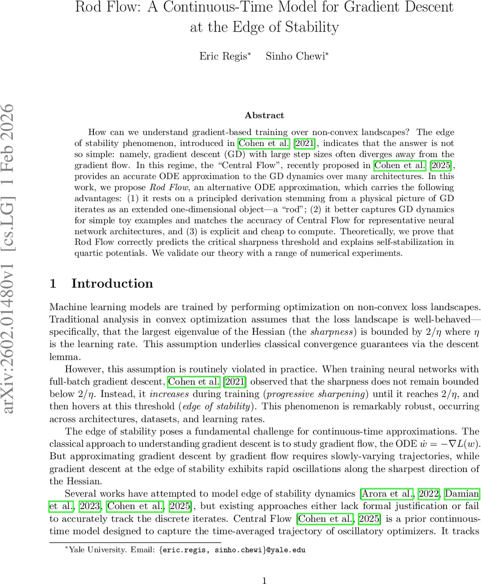 Rod Flow: A Continuous-Time Model for Gradient Descent at the Edge of Stability