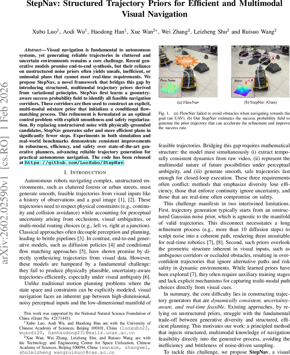 StepNav: Structured Trajectory Priors for Efficient and Multimodal Visual Navigation