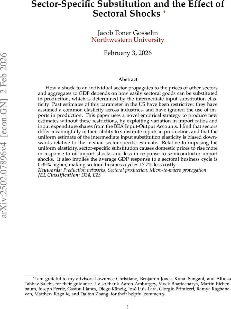 Sector-Specific Substitution and the Effect of Sectoral Shocks