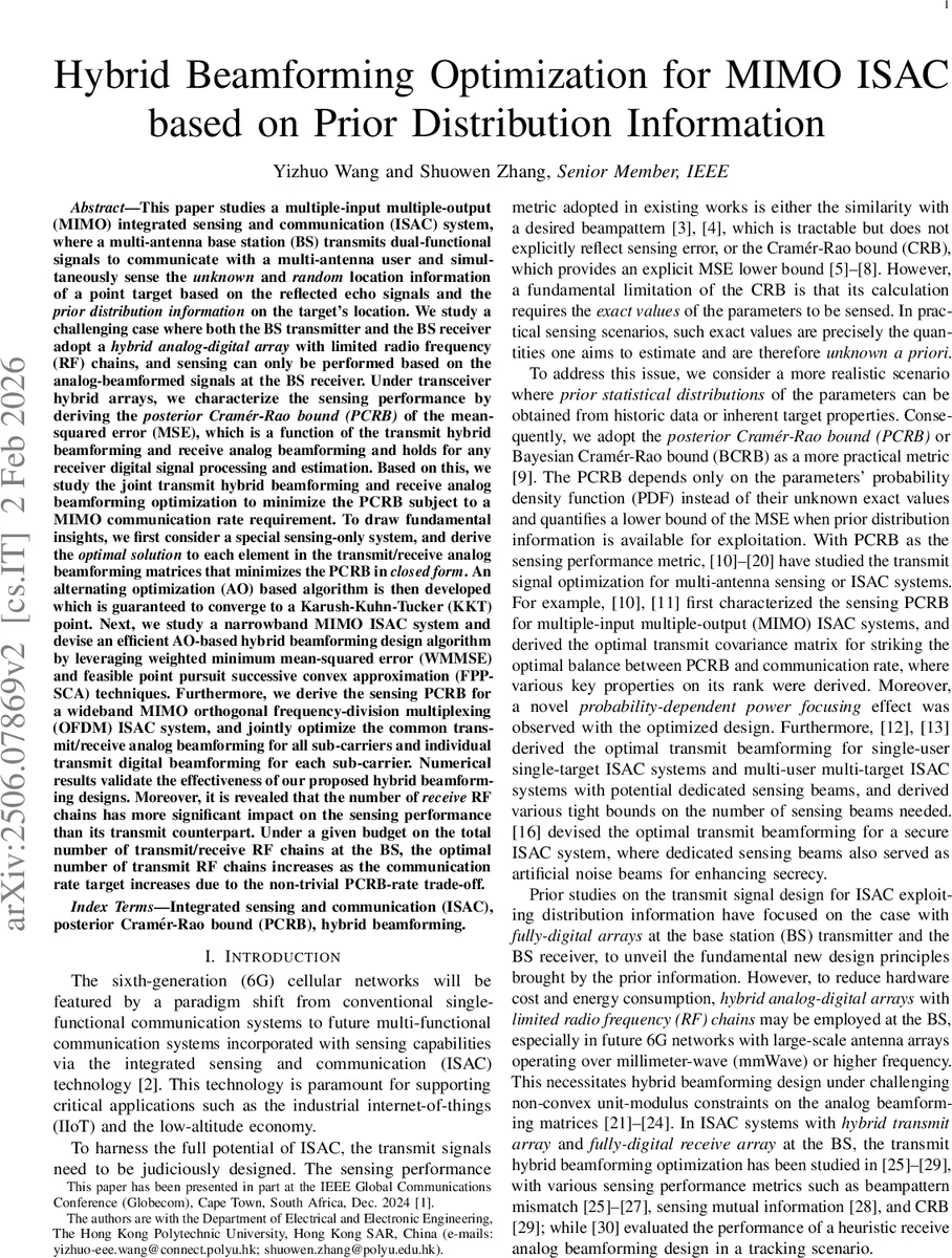 Hybrid Beamforming Optimization for MIMO ISAC based on Prior Distribution Information