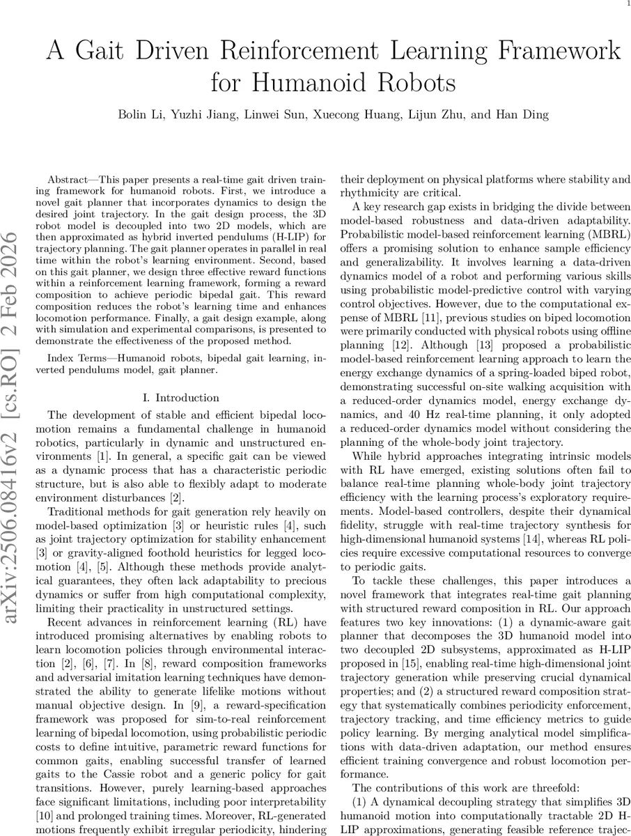 A Gait Driven Reinforcement Learning Framework for Humanoid Robots