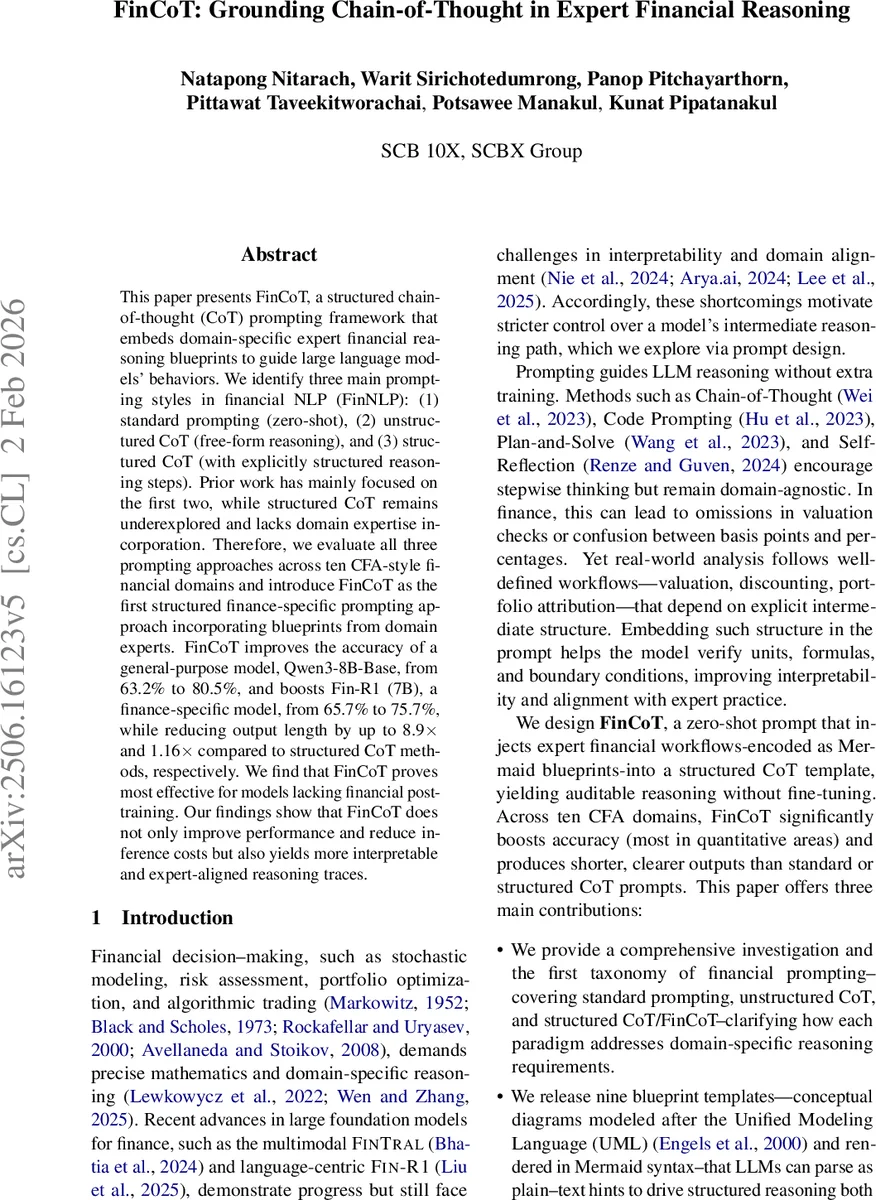 FinCoT: Grounding Chain-of-Thought in Expert Financial Reasoning