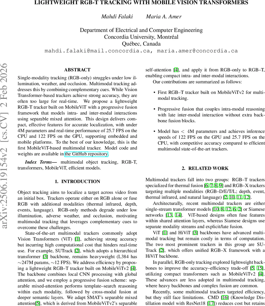Lightweight RGB-T Tracking with Mobile Vision Transformers