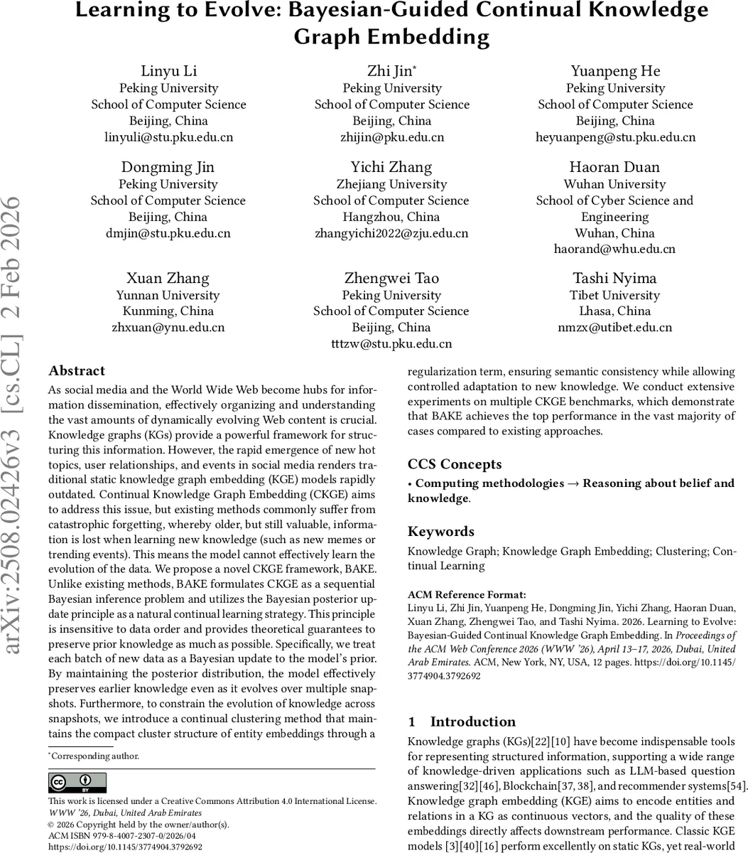 Learning to Evolve: Bayesian-Guided Continual Knowledge Graph Embedding