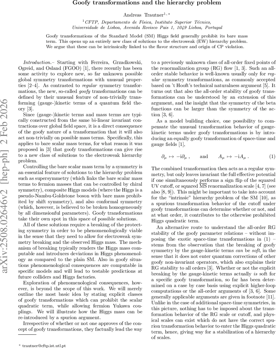 Goofy transformations and the hierarchy problem