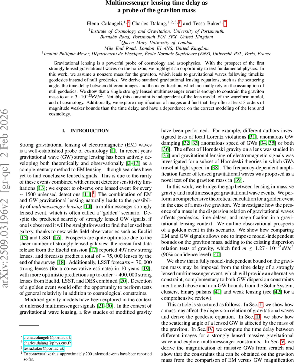 Multi-messenger lensing time delay as a probe of the graviton mass