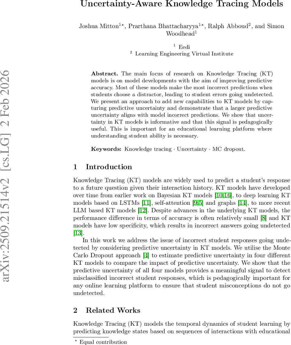 Uncertainty-Aware Knowledge Tracing Models