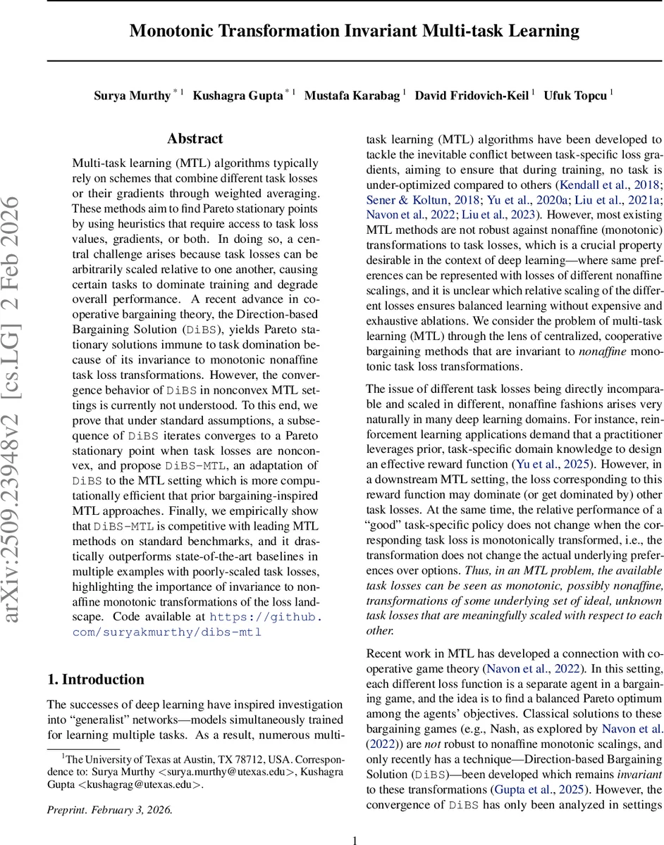 Monotonic Transformation Invariant Multi-task Learning