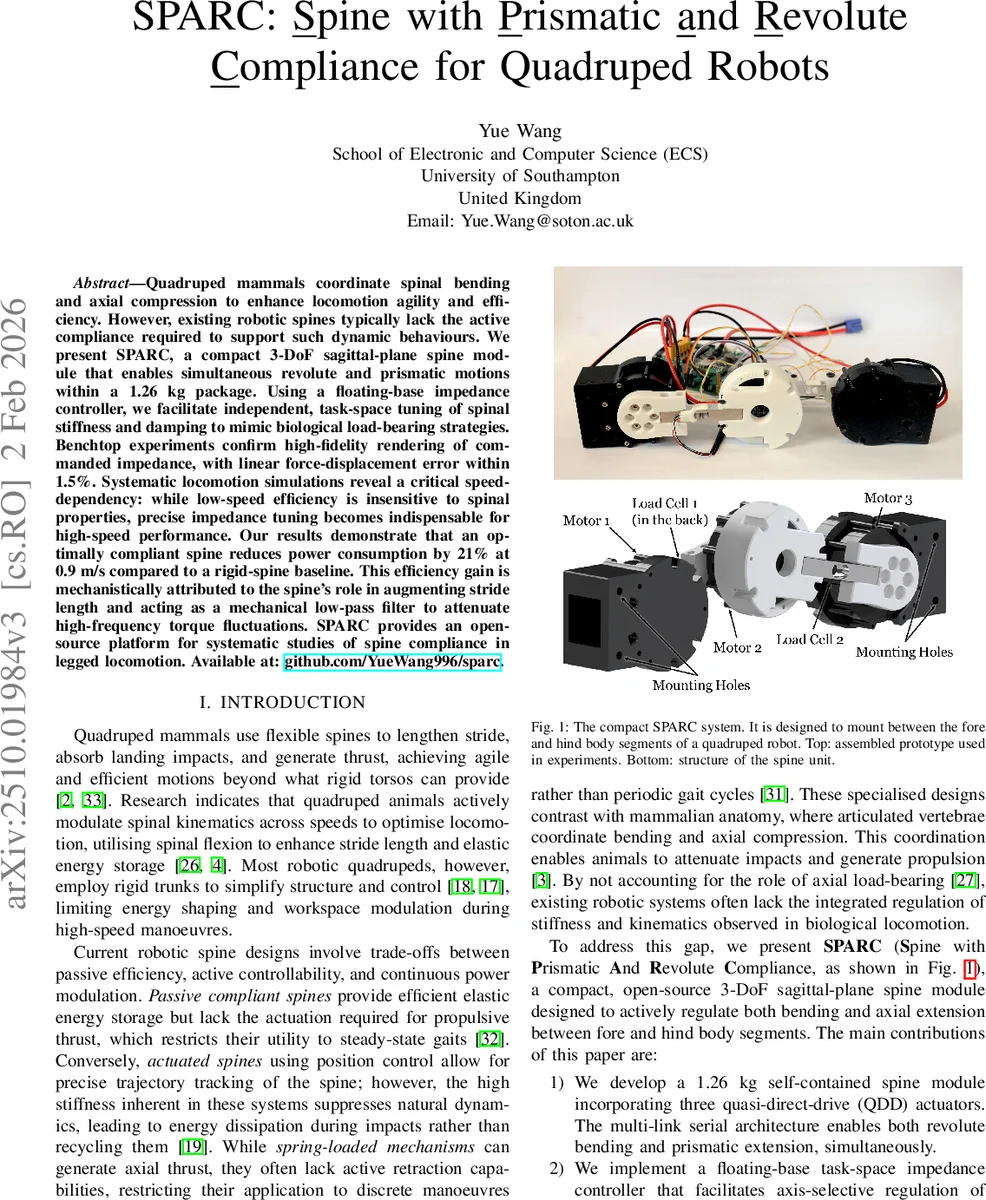 SPARC: Spine with Prismatic and Revolute Compliance for Quadruped Robots