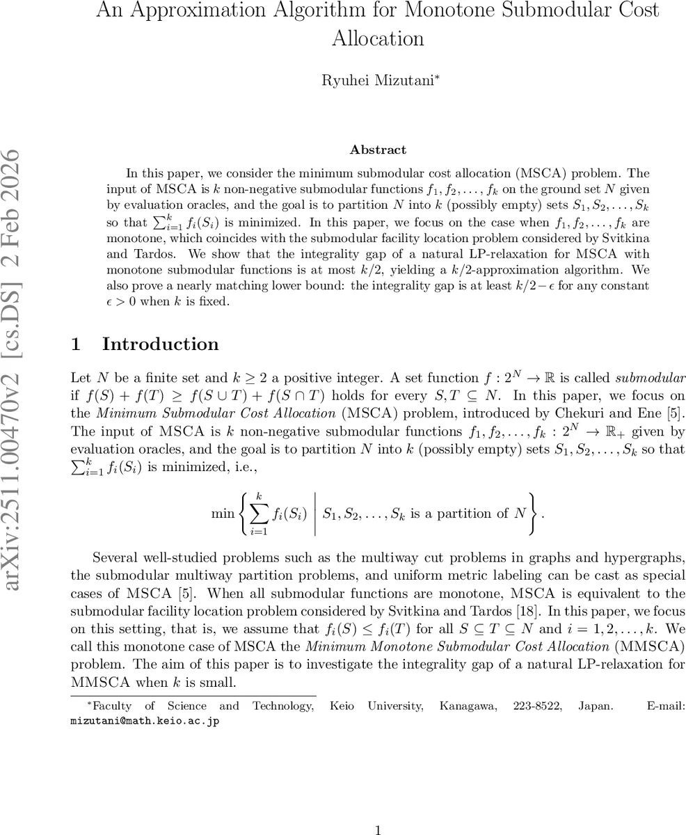 An Approximation Algorithm for Monotone Submodular Cost Allocation