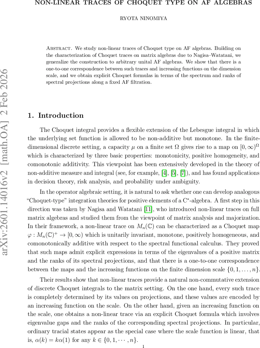 Non-linear traces of Choquet type on AF algebras