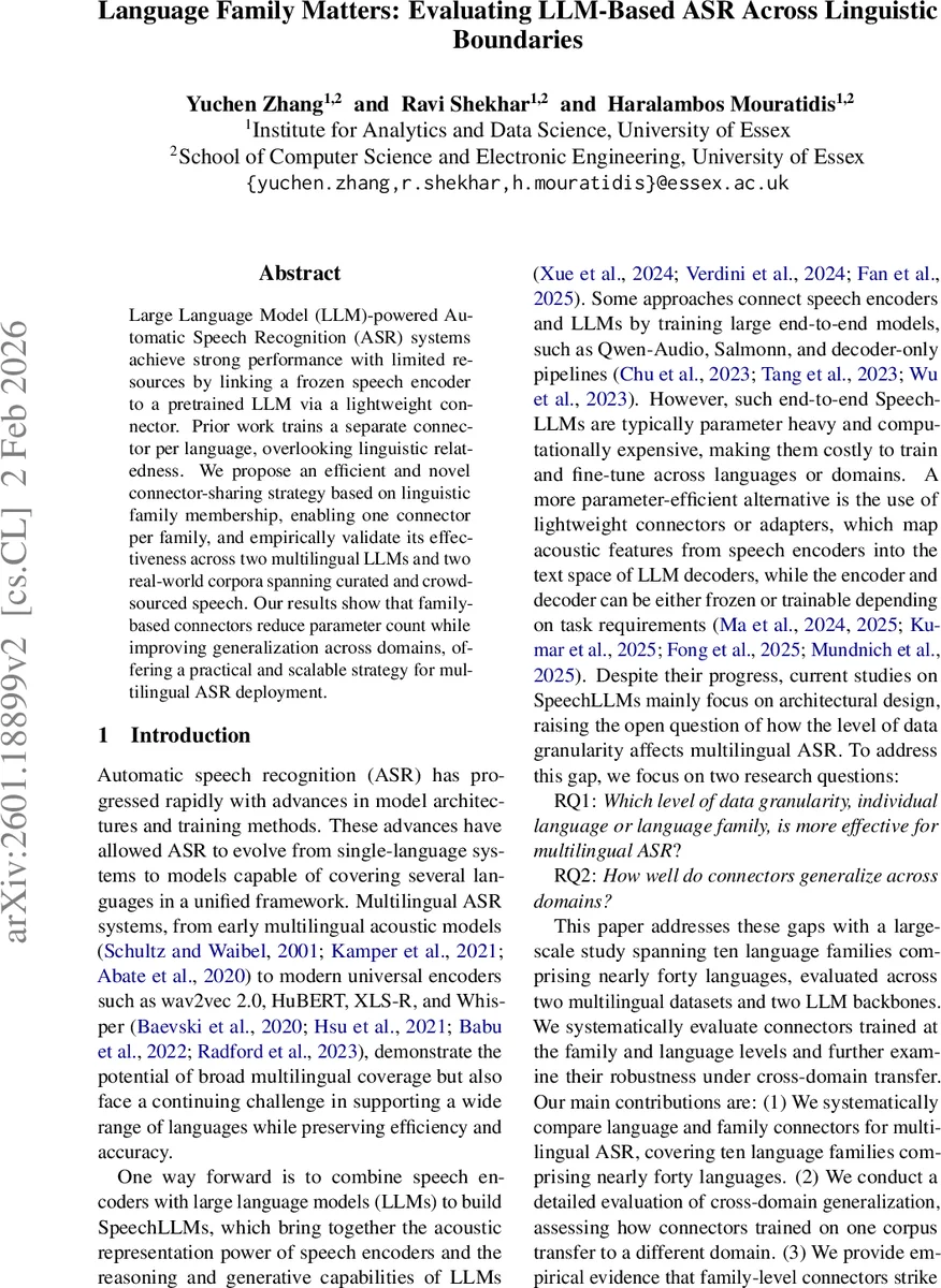 Language Family Matters: Evaluating LLM-Based ASR Across Linguistic Boundaries