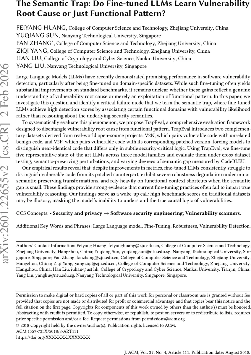 The Semantic Trap: Do Fine-tuned LLMs Learn Vulnerability Root Cause or Just Functional Pattern?