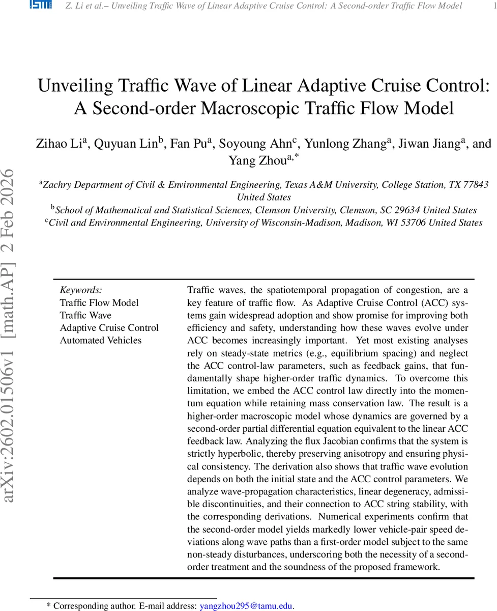 Unveiling Traffic Wave of Linear Adaptive Cruise Control: A Second-order Macroscopic Traffic Flow Model