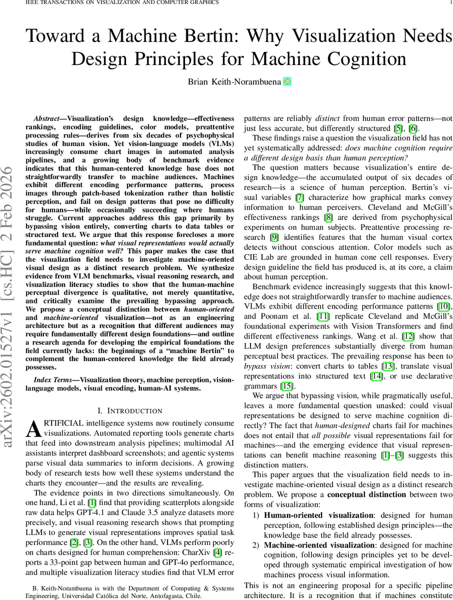 Toward a Machine Bertin: Why Visualization Needs Design Principles for Machine Cognition