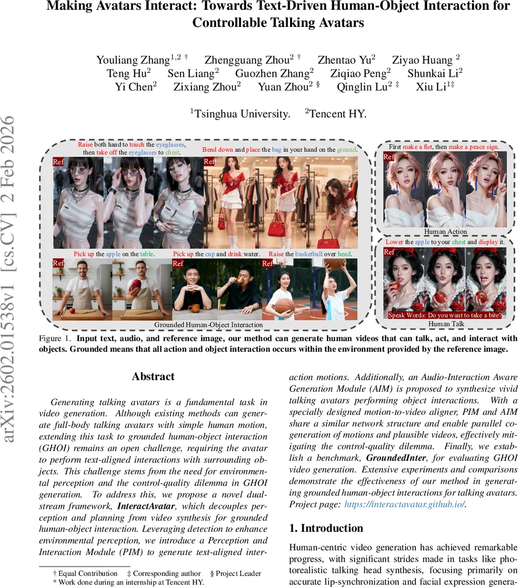 Making Avatars Interact: Towards Text-Driven Human-Object Interaction for Controllable Talking Avatars