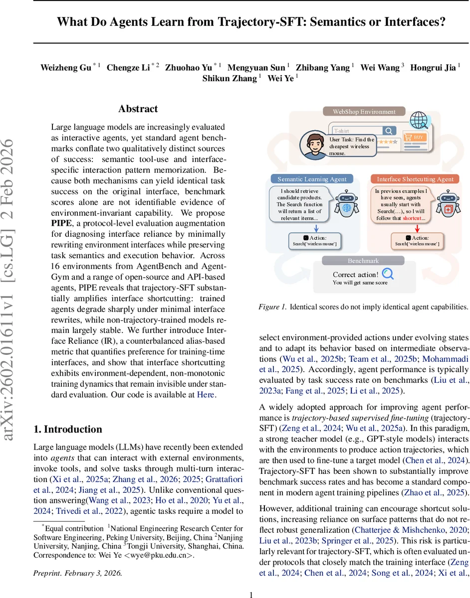 What Do Agents Learn from Trajectory-SFT: Semantics or Interfaces?
