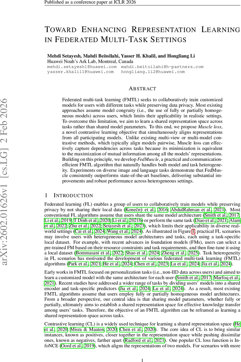 Toward Enhancing Representation Learning in Federated Multi-Task Settings