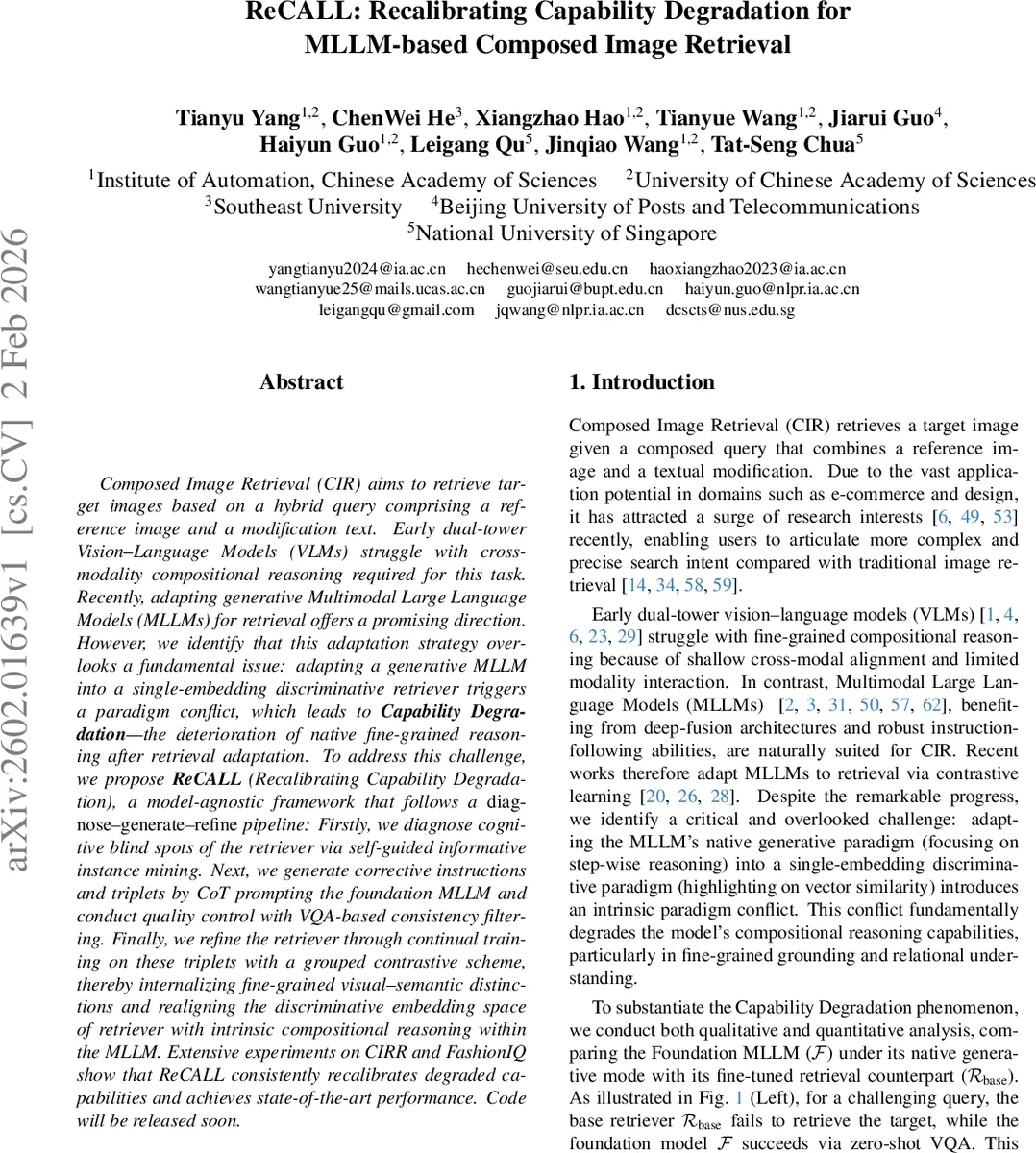 ReCALL: Recalibrating Capability Degradation for MLLM-based Composed Image Retrieval