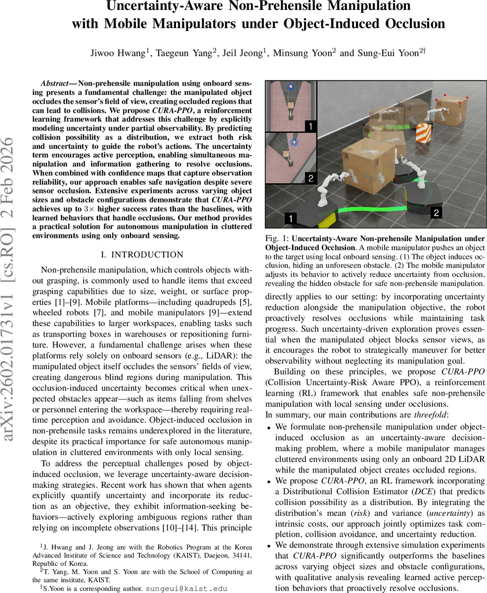 Uncertainty-Aware Non-Prehensile Manipulation with Mobile Manipulators under Object-Induced Occlusion