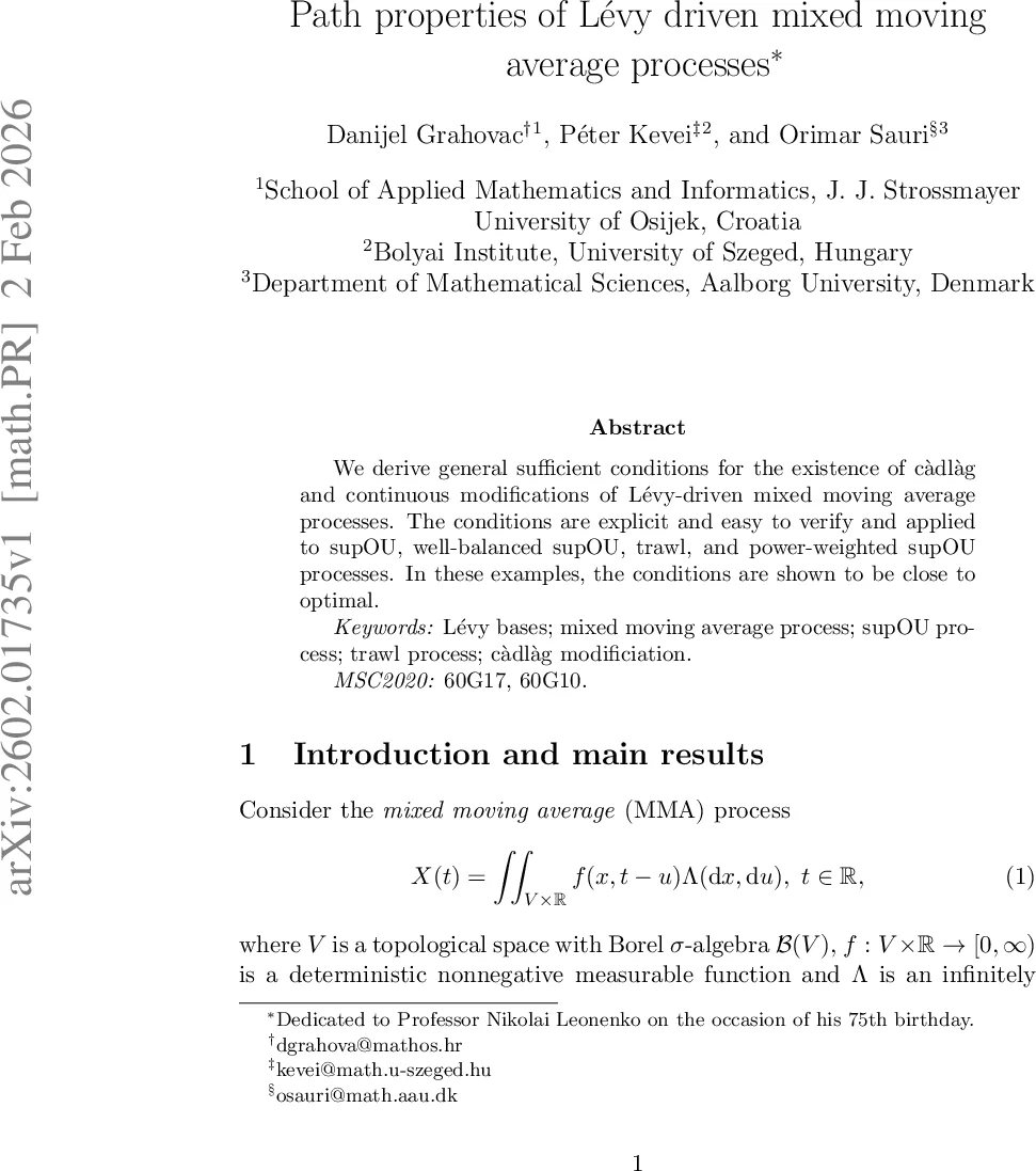 Path properties of Lévy driven mixed moving average processes