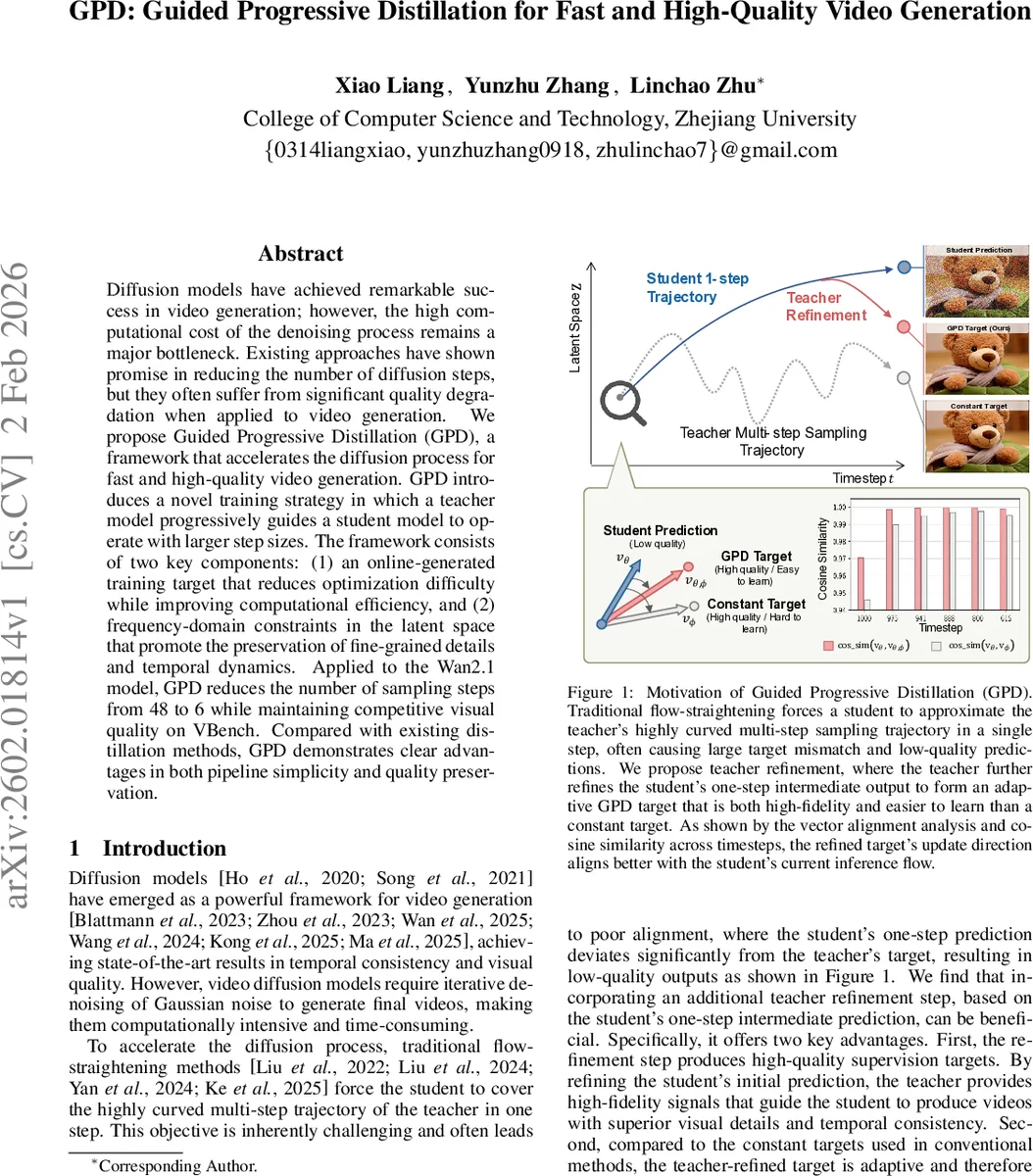 GPD: Guided Progressive Distillation for Fast and High-Quality Video Generation