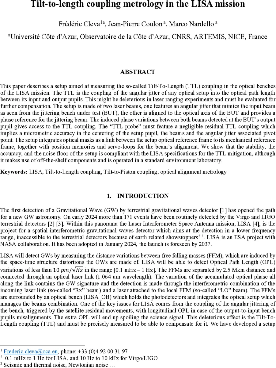 Tilt-to-length coupling metrology in the LISA mission