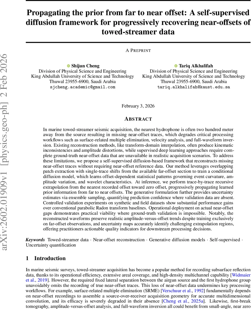 Propagating the prior from far to near offset: A self-supervised diffusion framework for progressively recovering near-offsets of towed-streamer data